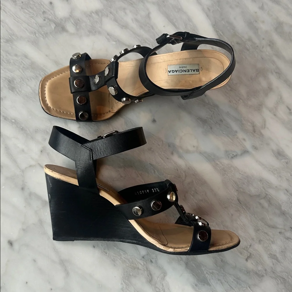 Balenciaga Black Sandals with Silver Studs - Picture 2 of 5